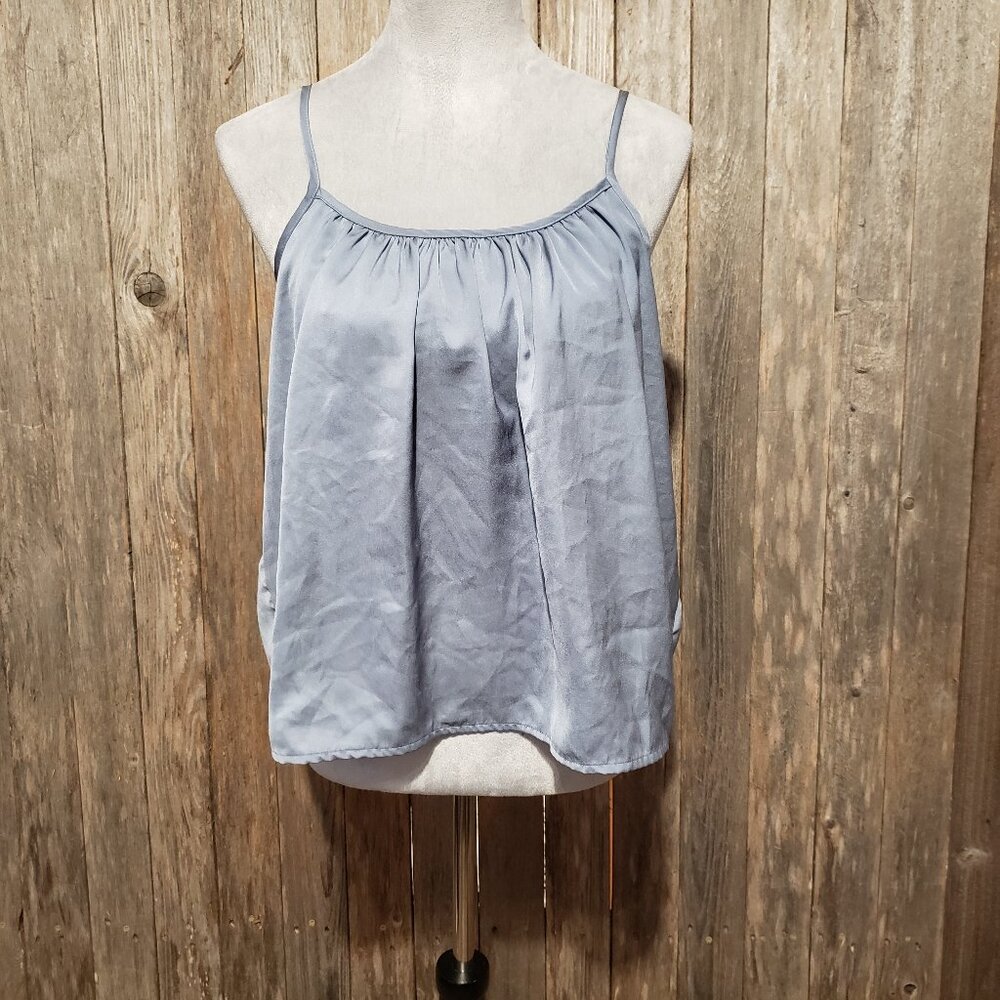 LC Lauren Conrad L Sleep Tank Top Blue Satin Lounge Sleeveless Women's Cami